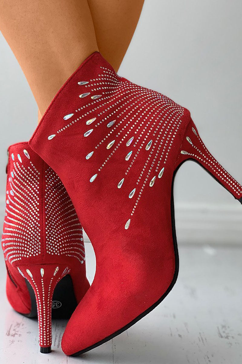 Casual Rhinestone Sequin Stiletto Ankle Boot - Fashionaviv