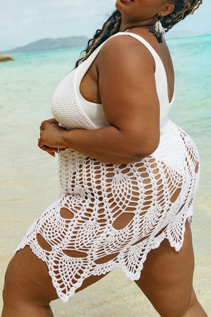 Plus Size  Hand Made Crochet Summer Cover Up Two-piece Set