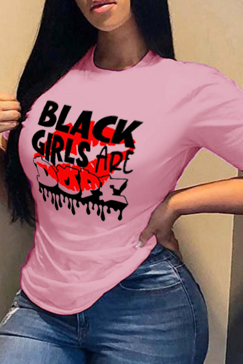 Plus Size Casual Black Girls Are Dope Round Neck Short Sleeve T Shirt - Fashionaviv-T-shirts-[product_label]