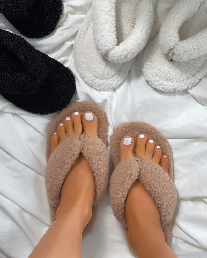 Toe Post Fluffy Casual Slippers