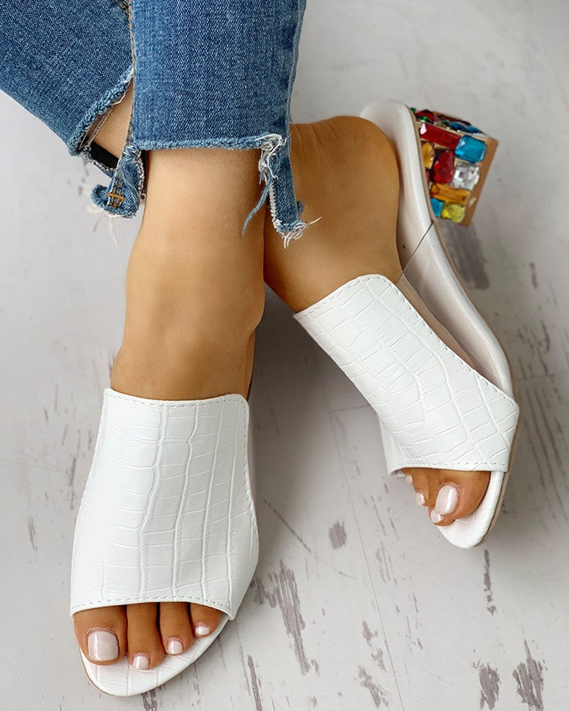 Peep Toe Studded Detail Sandal
