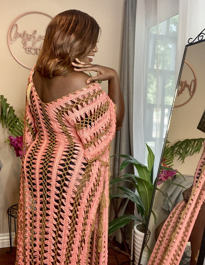 [Pre-Sale] Plus Size Hand Made Black Beach Cover Up Crochet Maxi Dress